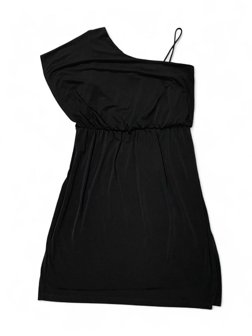 Valerie Bertinelli One-Shoulder Black Dress